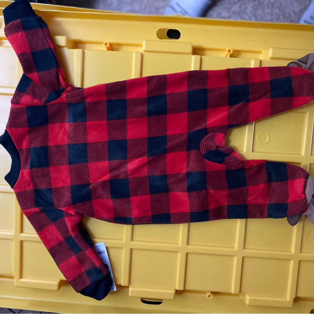 Carter's Red and Black Checkered Footie